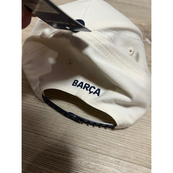 FC Barcelona Barca Snapback Hat Mens Off White Navy Blue Soccer Cap RN150123 - Picture 5 of 8